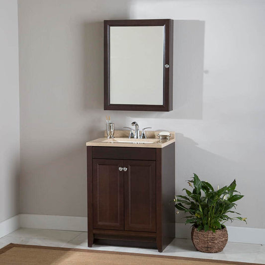 Glacier Bay Delridge 25 in. W x 19 in. D x 35 in. H Single Sink Bath Vanity - $155