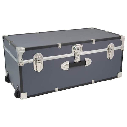 Engineered Wood Trunk Chest with Wheels & Lock, Gray