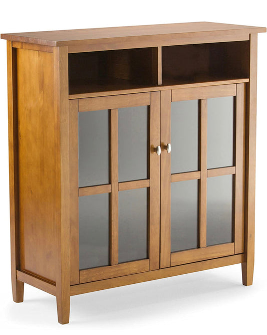 SIMPLIHOME Warm Shaker Storage Media Cabinet-$175