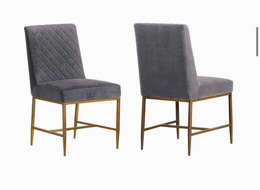 Armen Living Memphis Grey Velvet Accent Dining Chair-Set of 2, 33.5" W, Gray-$200