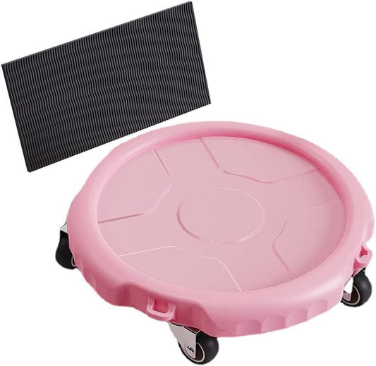 KITCISSL Ab Roller Side Shaper Ab Machine for Home, Exercise Equipment Ab Wheel Roller with Knee Mat, Smooth Bearing Sliding Disc Fitness Mute Gym Equipment for Adults (Color : Pink)