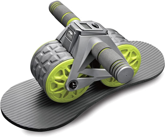 Leikefitness Ab Wheel Roller Automatic Rebound with Knee Pad Mat,Core Muscle Ab Trainer with Intelligent Display, Ab Workout Equipment for Abdominal Exercise