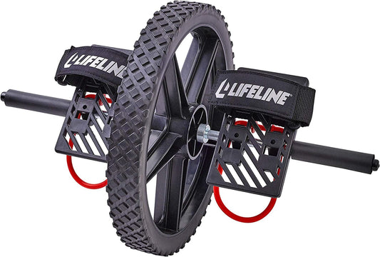 Lifeline Power Wheel for at Home Full Body Functional Fitness Strength Including Abs & Core, Lower Body and Upper Body with Foot Straps for More Workout Options