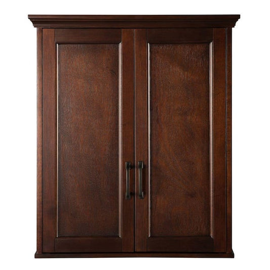 Wall Mount Cabinet Storage 2 Adjustable Shelves, Mahogany
