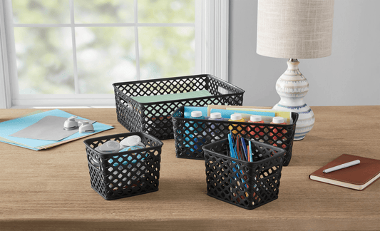 Mainstays Decorative Storage Basket, Set of 4, Black Furniture > Cabinets & Storage > Storage Chests Mainstays Black