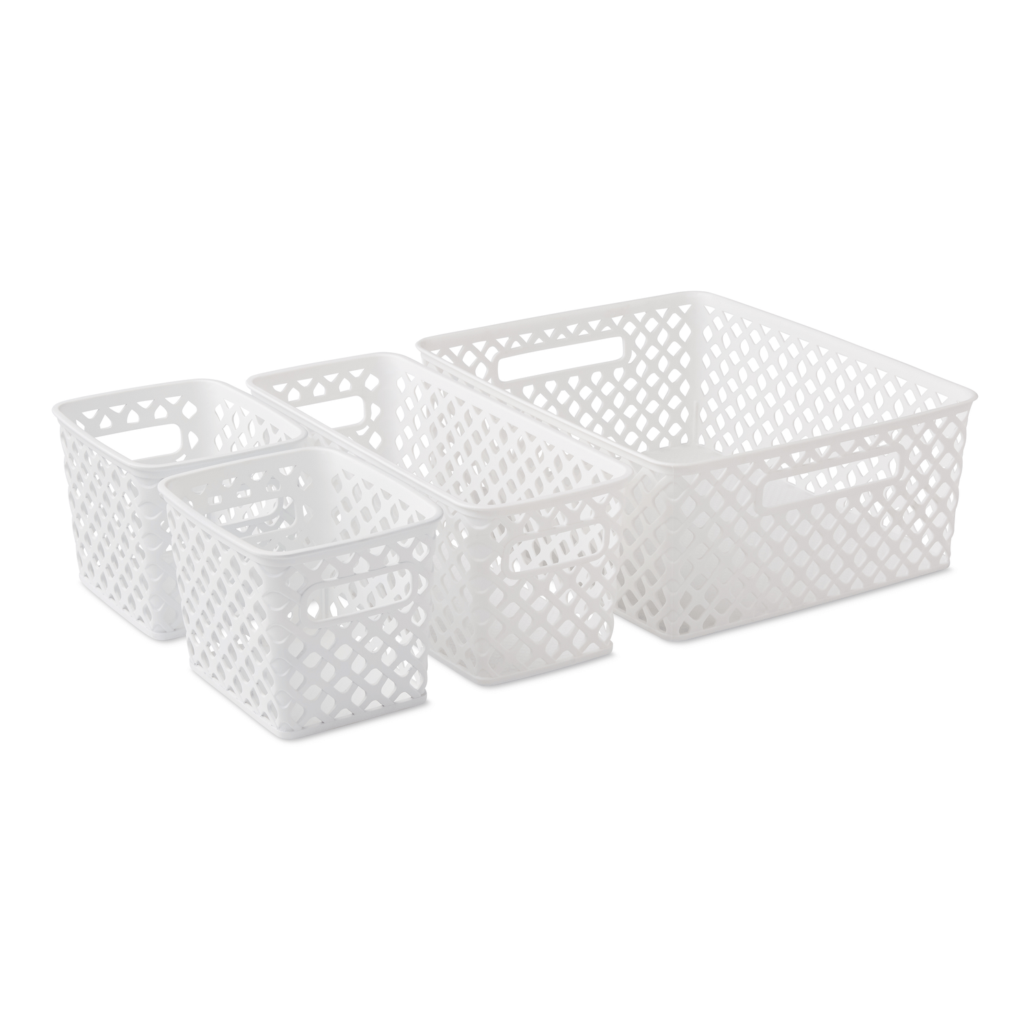 Mainstays Decorative Storage Basket, Set of 4, Black Furniture > Cabinets & Storage > Storage Chests Mainstays White