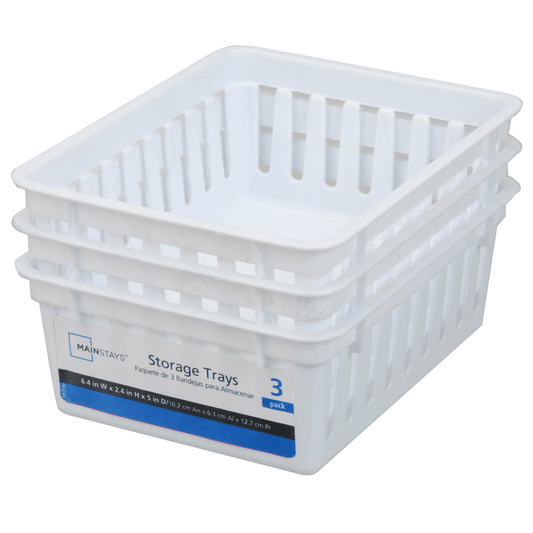Mainstays Square Mini Storage Trays, 3Pk White (6.4" W X 2.4" H)