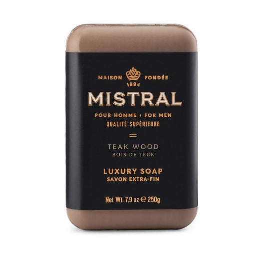 Mistral Men's Luxury French Bar Soap 8.8oz 250g - Teak Wood