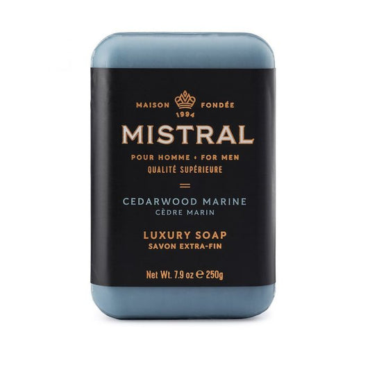 Mistral Men's Luxury French Bar Soap 8.8oz 250g - Cedarwood Marine