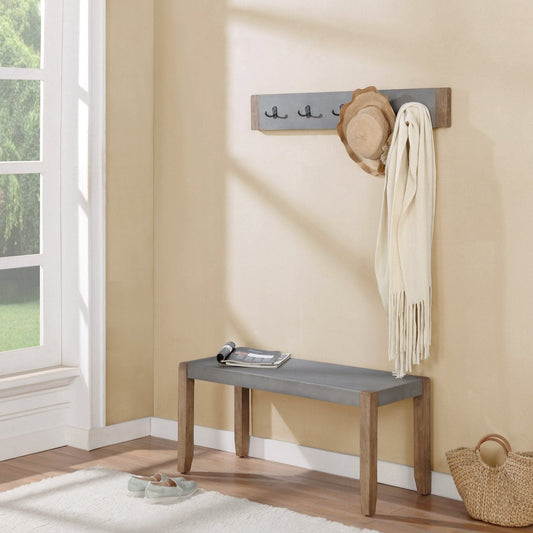 Newport 40" Coat Hook and Faux Concrete Bench Set