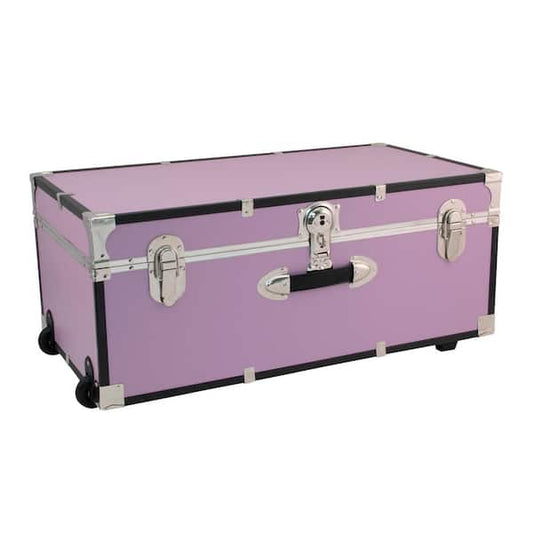 Engineered Wood Trunk Chest with Wheels & Lock, Orchid