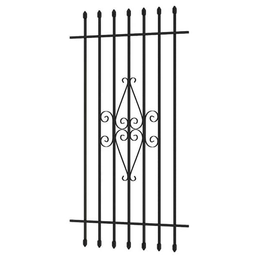 Window Guard 30" x 54" Spear Point Bar Scroll Work Black Classic Elegant Styled