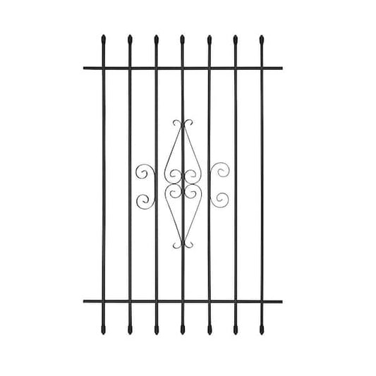 Window Guard 36" x 54" Spear Point Bar Scroll Work Black Classic Elegant Style
