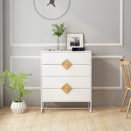 Sanctuary 4 Drawers Dresser with Special Shape Square Handle Design