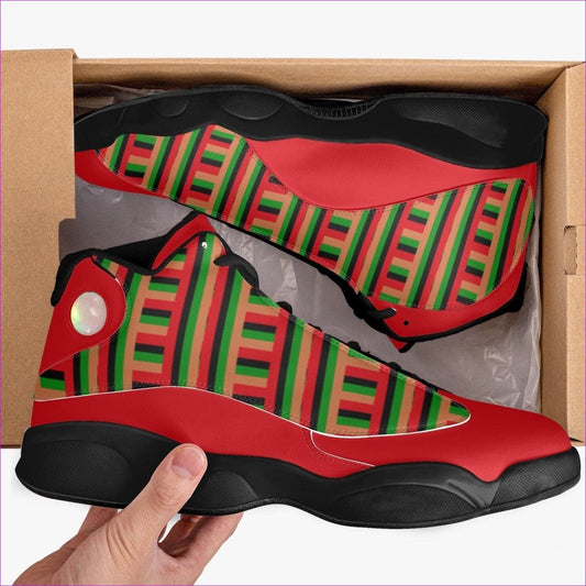 Women - Striped Galore High-Top Leather Basketball Sneakers - unisex basketball shoes at TFC&H Co.