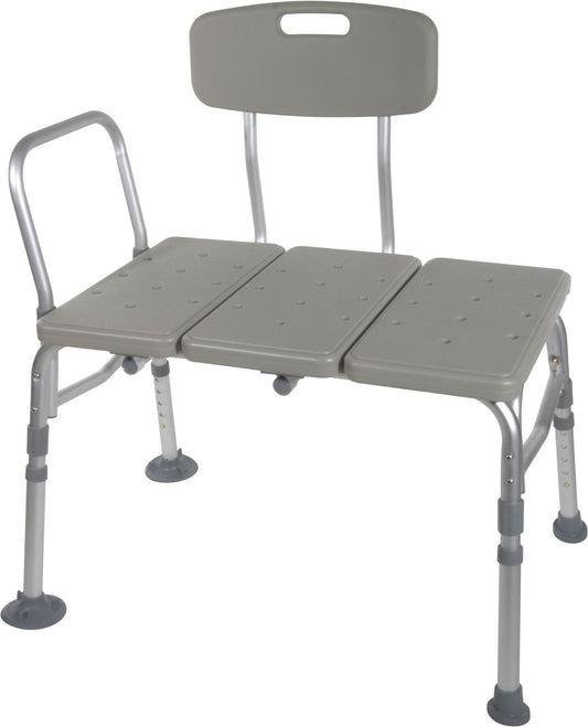drive™ Knocked Down Bath Transfer Bench Arm Rail 17-1/2 to 21-1/2 Inch Seat Height 400 lbs. Weight Capacity