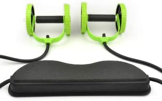 Tofreedomwind Abdominal Multifunctional Exercise Equipment Ab Wheel Double Roller with Resistance Bands/Knee Mat Waist Slimming Trainer at Home Gym