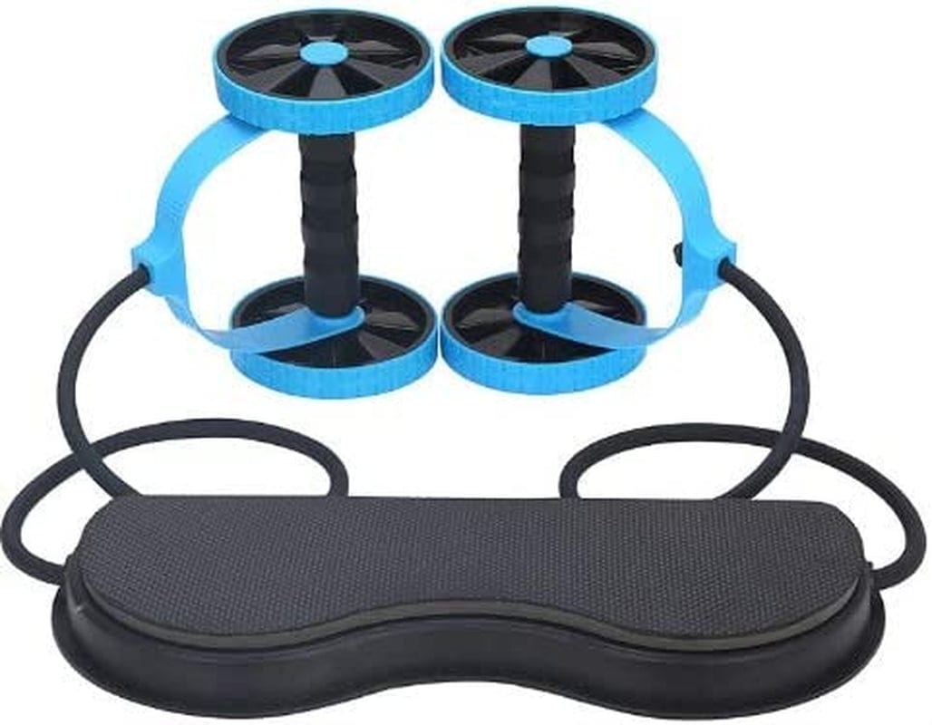 Tofreedomwind Abdominal Multifunctional Exercise Equipment Ab Wheel Double Roller with Resistance Bands/Knee Mat Waist Slimming Trainer at Home Gym