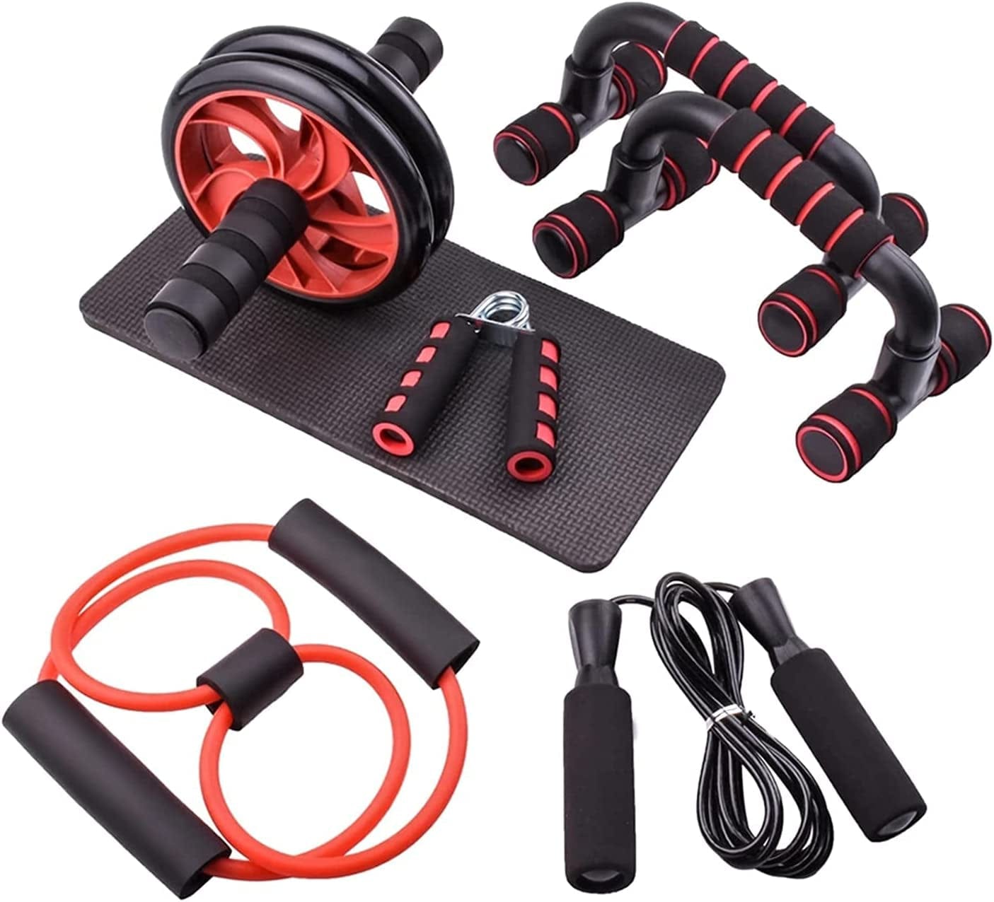WAGLOS Jump Rope Resistance Bands Push up Stand Bar Abdominal Wheel AB Roller Grip Strength Home Gym Abdominal Muscle Training Fitness Home Gym Abdominal Training Roller (Color : Orange)