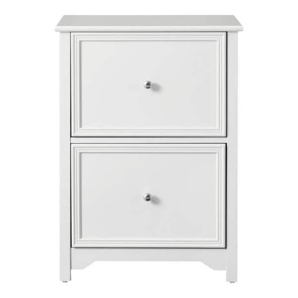 2 Drawer with File Cabinet Solid Wood Frame Storage, White