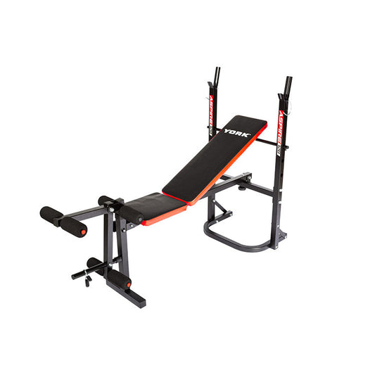 York Barbell 120 Flat To Incline Folding Bench w/ Leg Curl